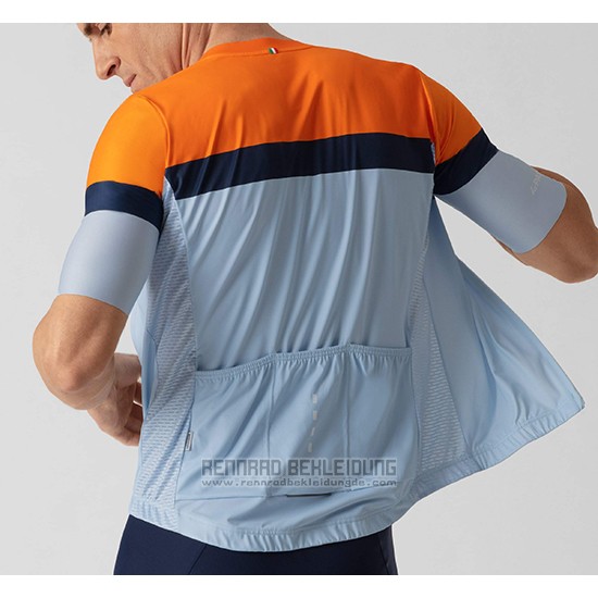 2019 Fahrradbekleidung La Passione Orange Blau Trikot Kurzarm und Tragerhose